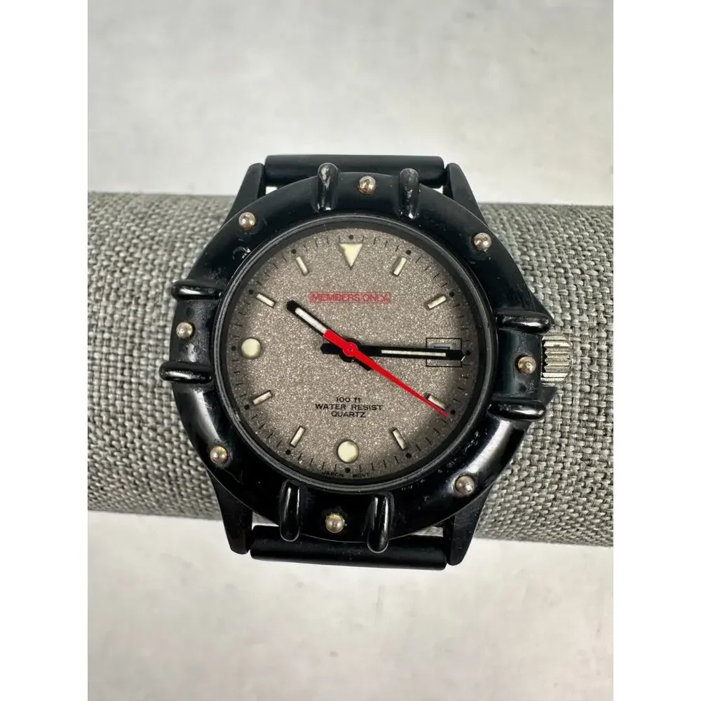 Members Only Watch Mens 37mm Black Date Rotating Bezel 7